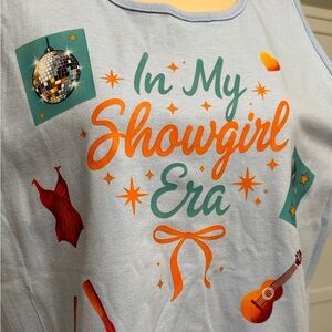 Light Blue "In My Showgirl Era" XL Women's Graphic sleeveless Tee